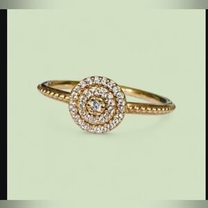 Pandora Ring 14K Pink Layered Ring with Czs Size 7.5